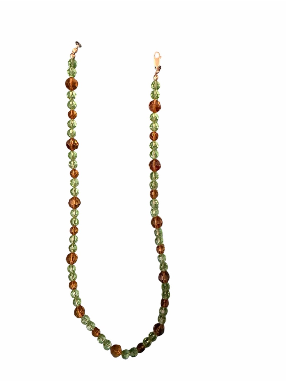 Vintage Green & Amber Faceted Glass Bead Necklace